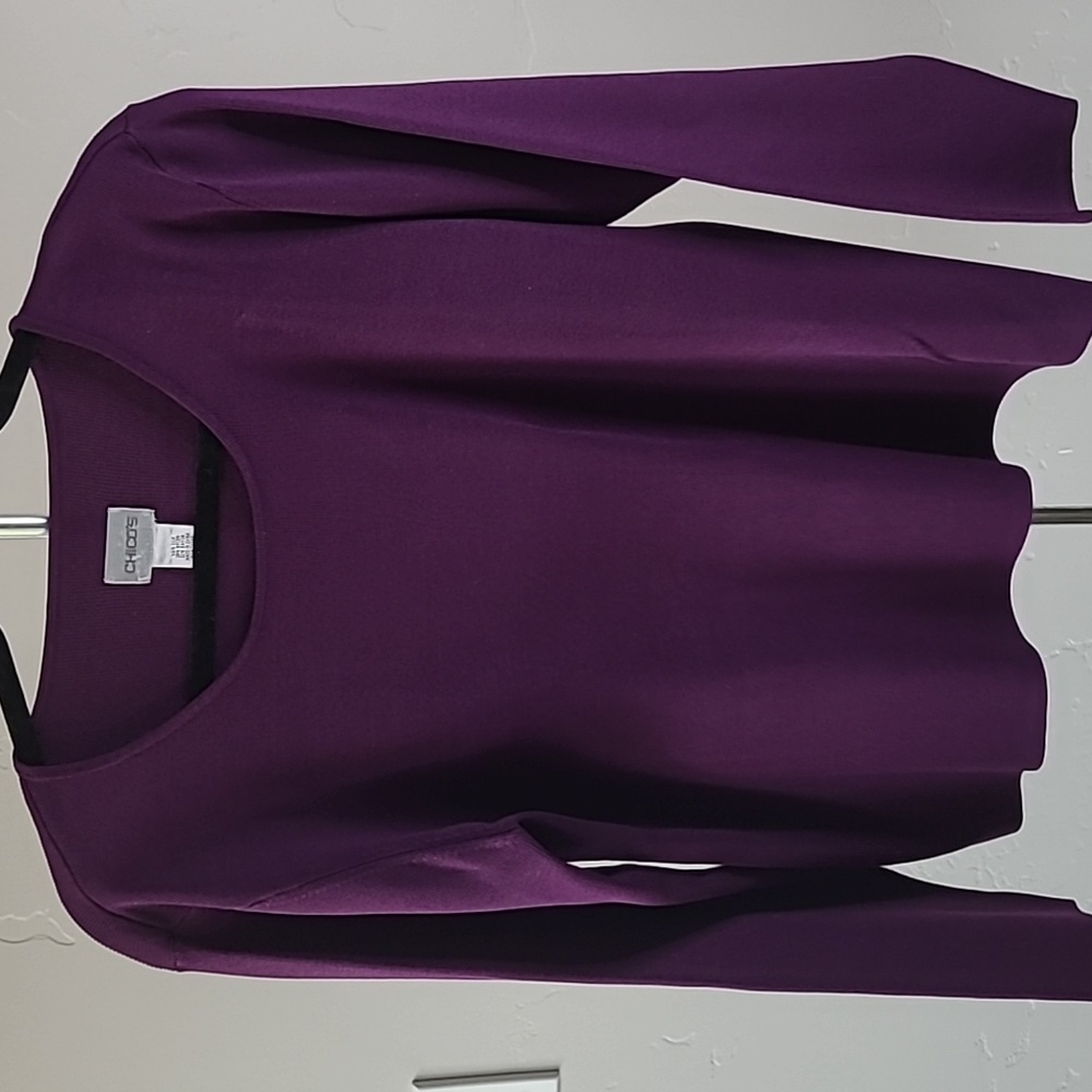 Chico's Womens Pullover Plum Sweater Long Sleeve Lightweight Size 2  Medium to L